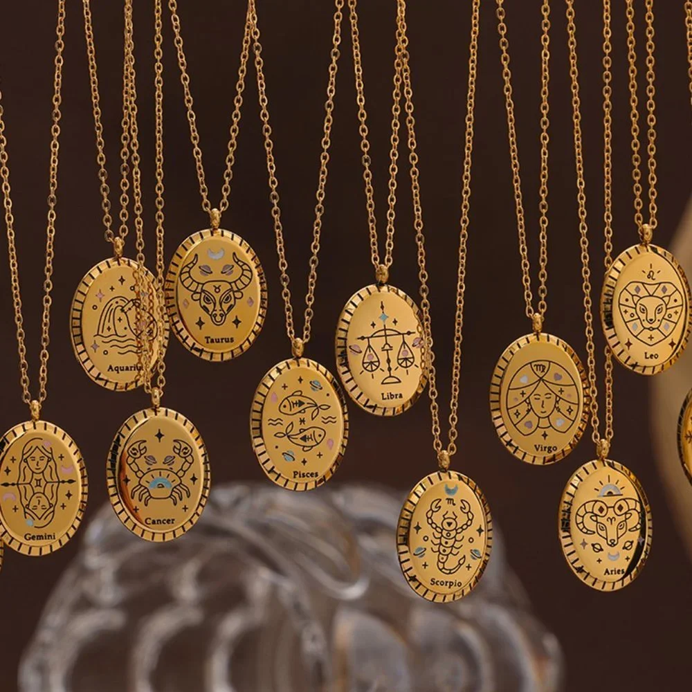 SCORPIO--NEW 18K Gold Plated SCORPIO Sign Zodiac Oval Pendant Necklace - Picture 3 of 5